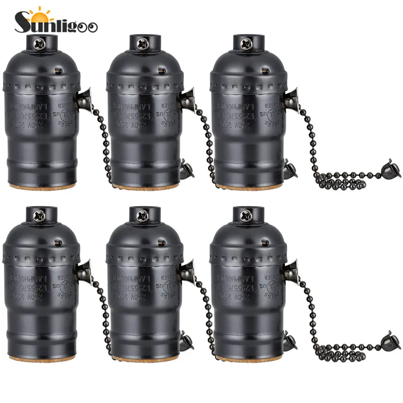 

Sunligoo E26 Light Sockets, 6 Pcs/Pack Edison Retro Pendant Lamp Holder, Industrial and Decorative for DIY Lighting Bronze/Black