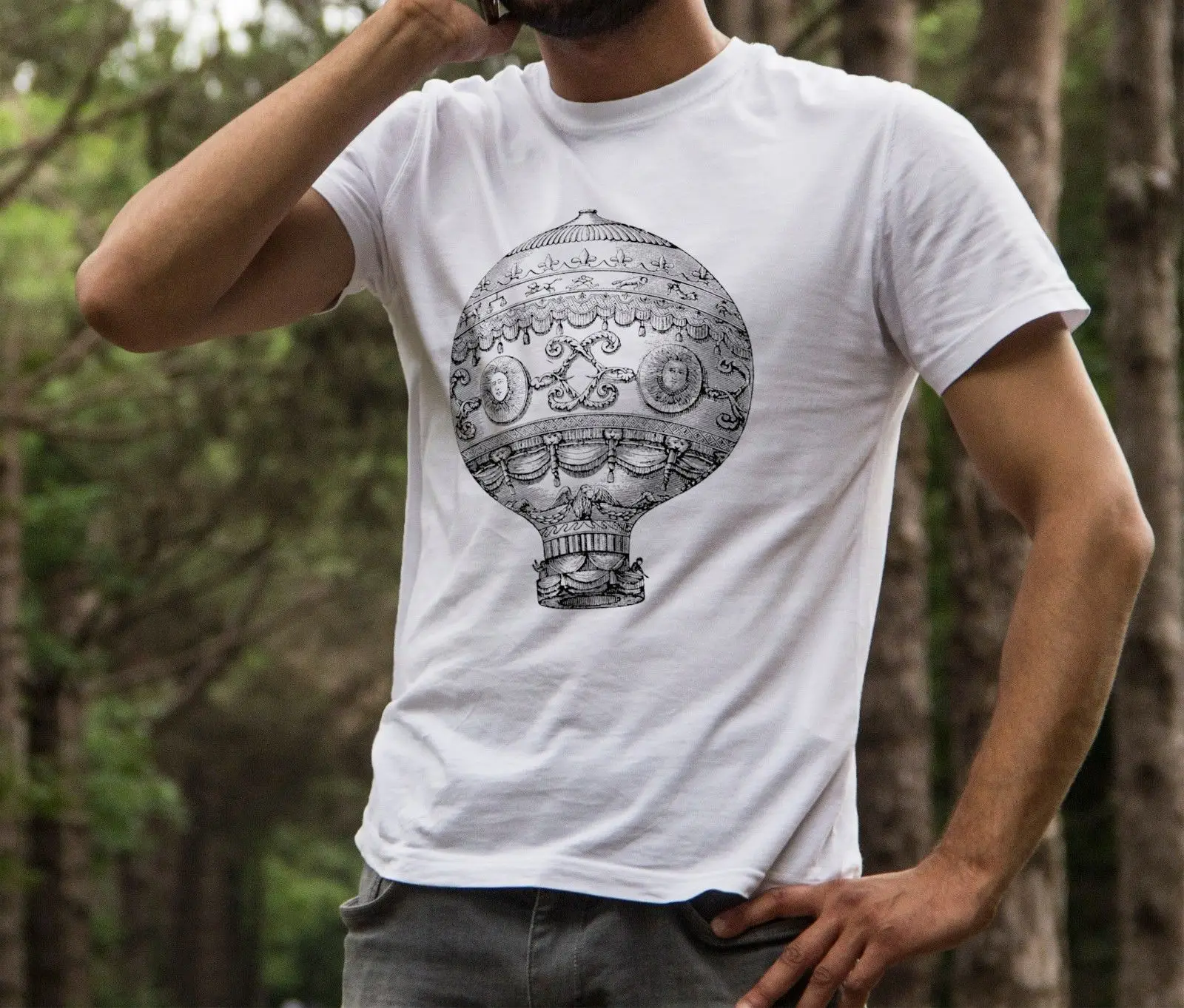 Винтажная футболка с воздушным шаром в стиле ретро стимпанк Классическая