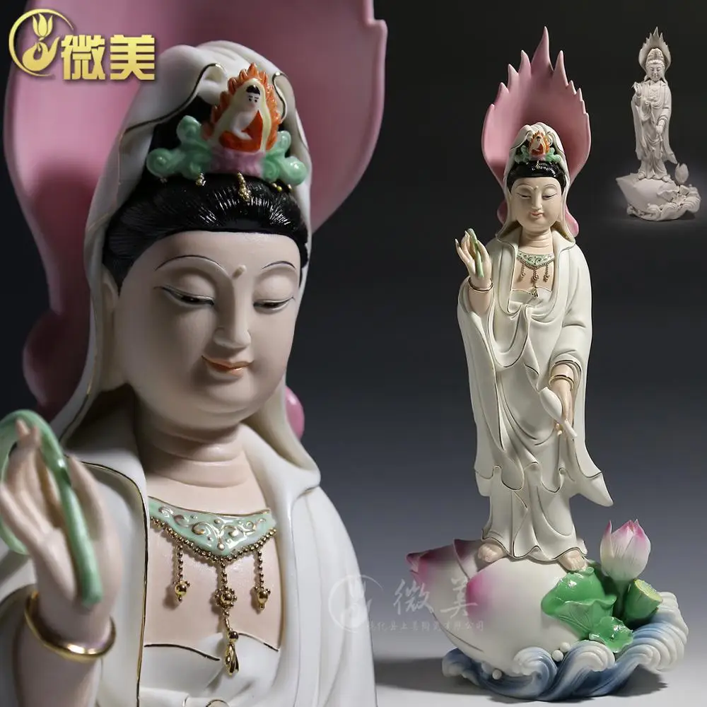 

Dehua ceramics 21 inch vertical load screen Avalokiteshvara Buddha Guanyin Buddhist supplies art ceramic ornaments