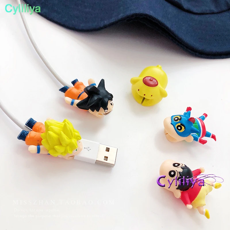 30 шт. кабель Bite Zoro Chopper Luffy ELMO kitty Shnnosuke Doraemon мультфильм животное укуса протектор