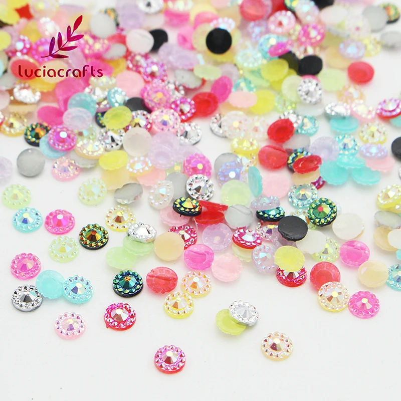 Lucia crafts 144 шт/288 шт 5 мм варианты нескольких цветов блеск Подсолнух смолы дрель плоская задняя часть шарика украшения G0209