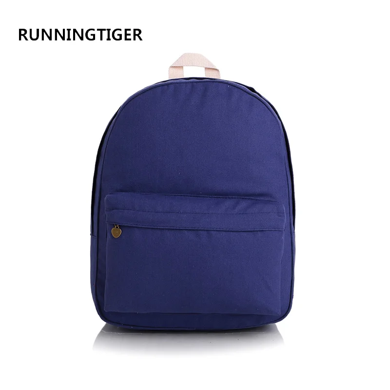 RUNNINGTIGER однотонный рюкзак с принтом женские парусиновые школьные сумки для