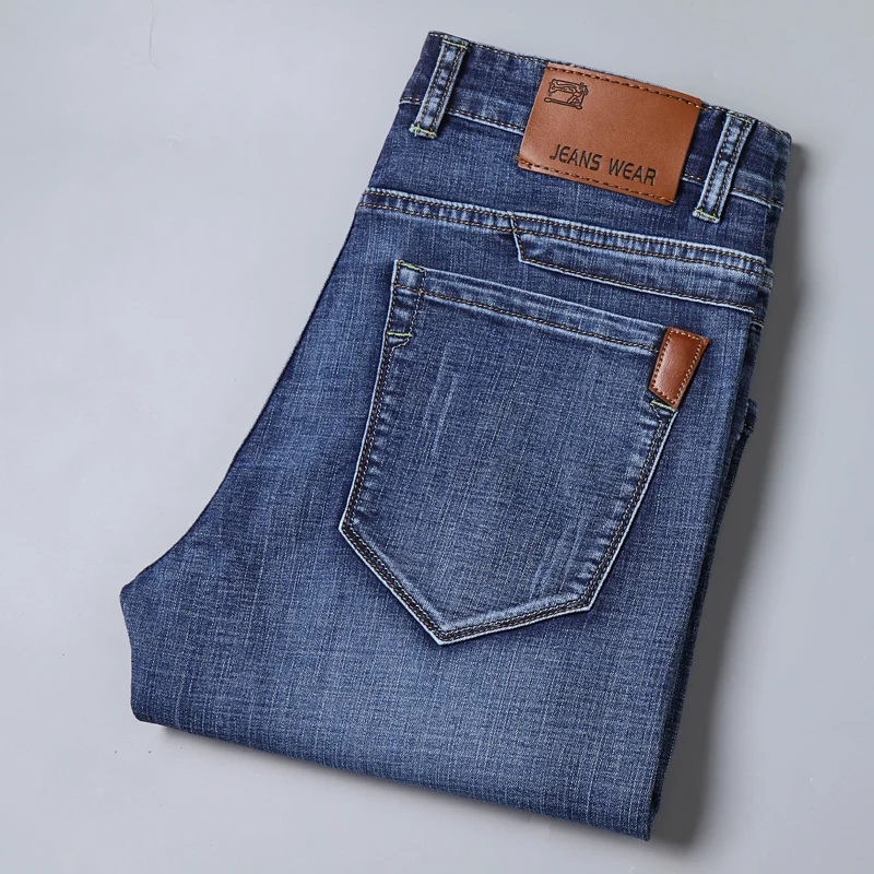 Мужские джинсовые шорты синие однотонные прямые из хлопка повседневные короткие