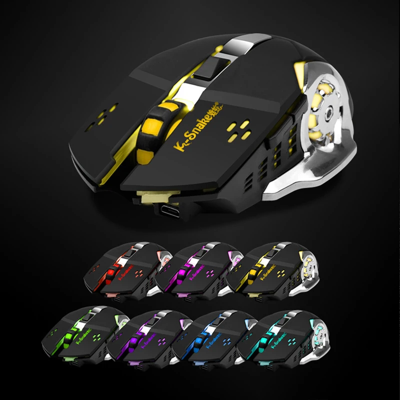 

K-SNAKE Wireless Gaming Mouse Gamer 6 Buttons Mechanical Design USB Optical Computer Mouse Game Mice for PC Desktops Laptop
