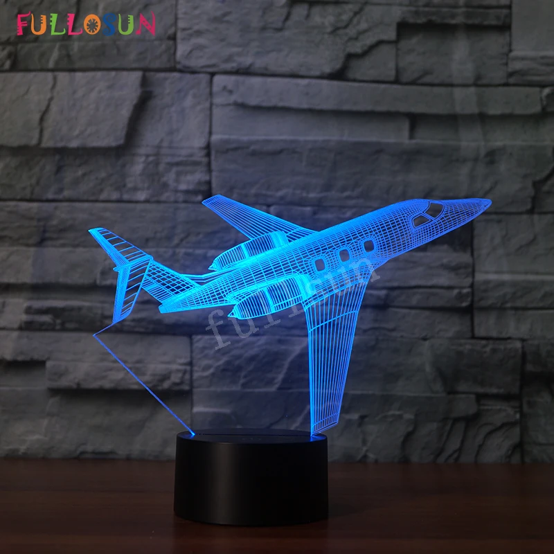 Самолет LED ночник 3D оптическая лампа 7 цветов Новинка огни для гостиной украшения