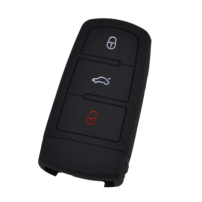 Black Подходит для Vw Volkswagen Cc Passat CC b6 b7, стильный защитный чехол, кожный держатель, 3 кнопки, силиконовый брелок, чехол - Название цвета: Black