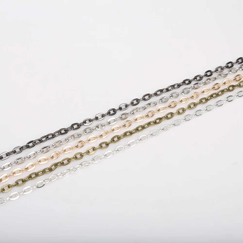 Опт розница 5 м/лот 5x4 мм родий/серебро/золото/металл/бронза металлическая цепочка
