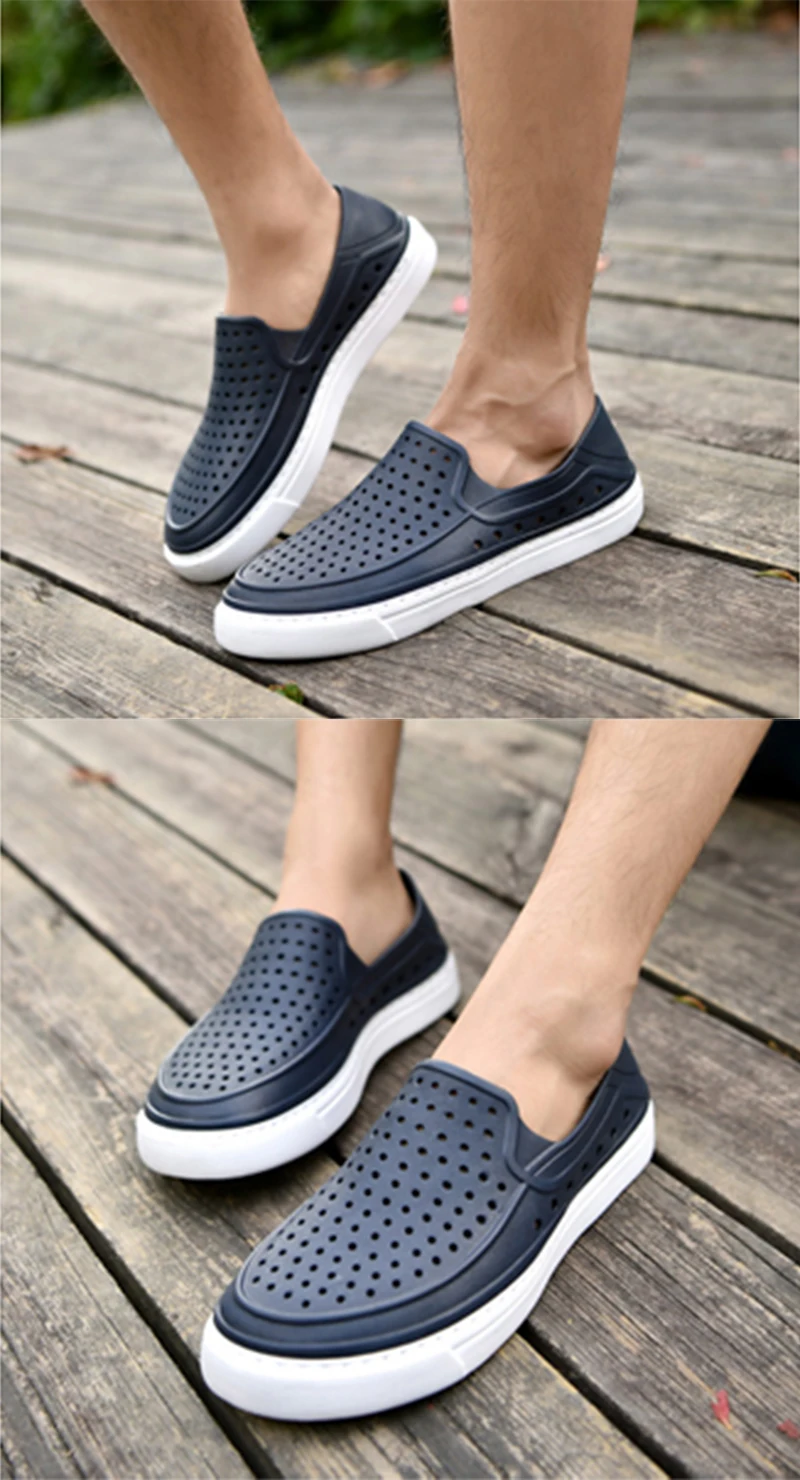 Men's Casual Hollow Out Flat Chef Work Shoes Spring New Soft Breathable Anti-slip Restaurant Kitchen Hole Shoes