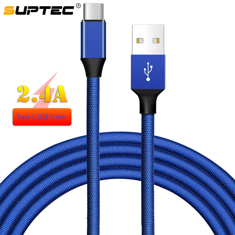 Кабель USB Type C SUPTEC Премиум плетеный шнур 2 4 А адаптер для быстрой зарядки Xiaomi Huawei