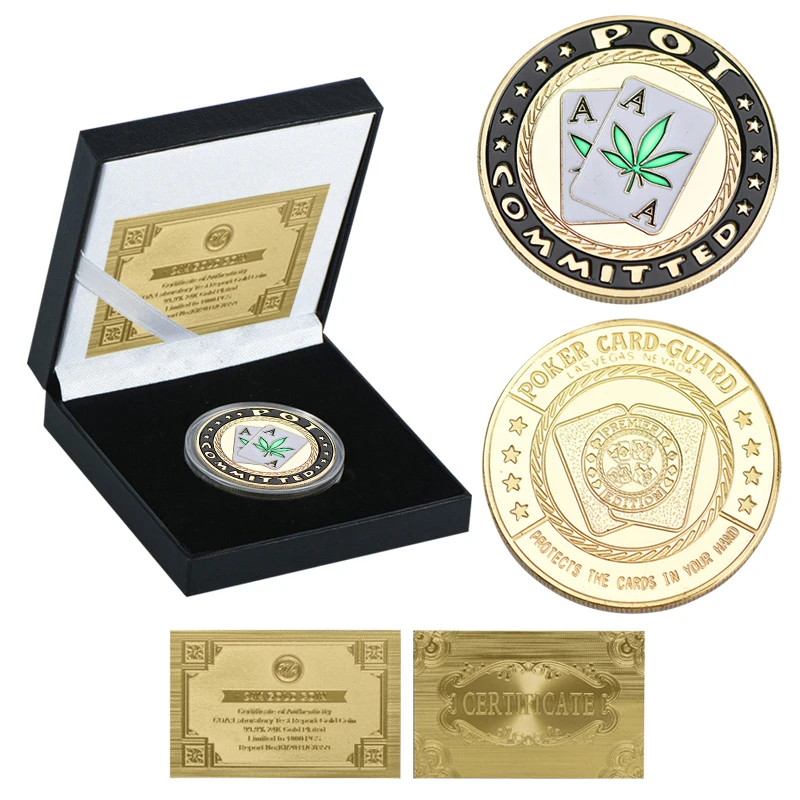 coin4 with box WR казино Las Vegas Poker Chips золотые коллекционные монеты с монетницей наградная монета сувениры Оригинальные подарки дропшиппинг - Цвет: coin4 with box