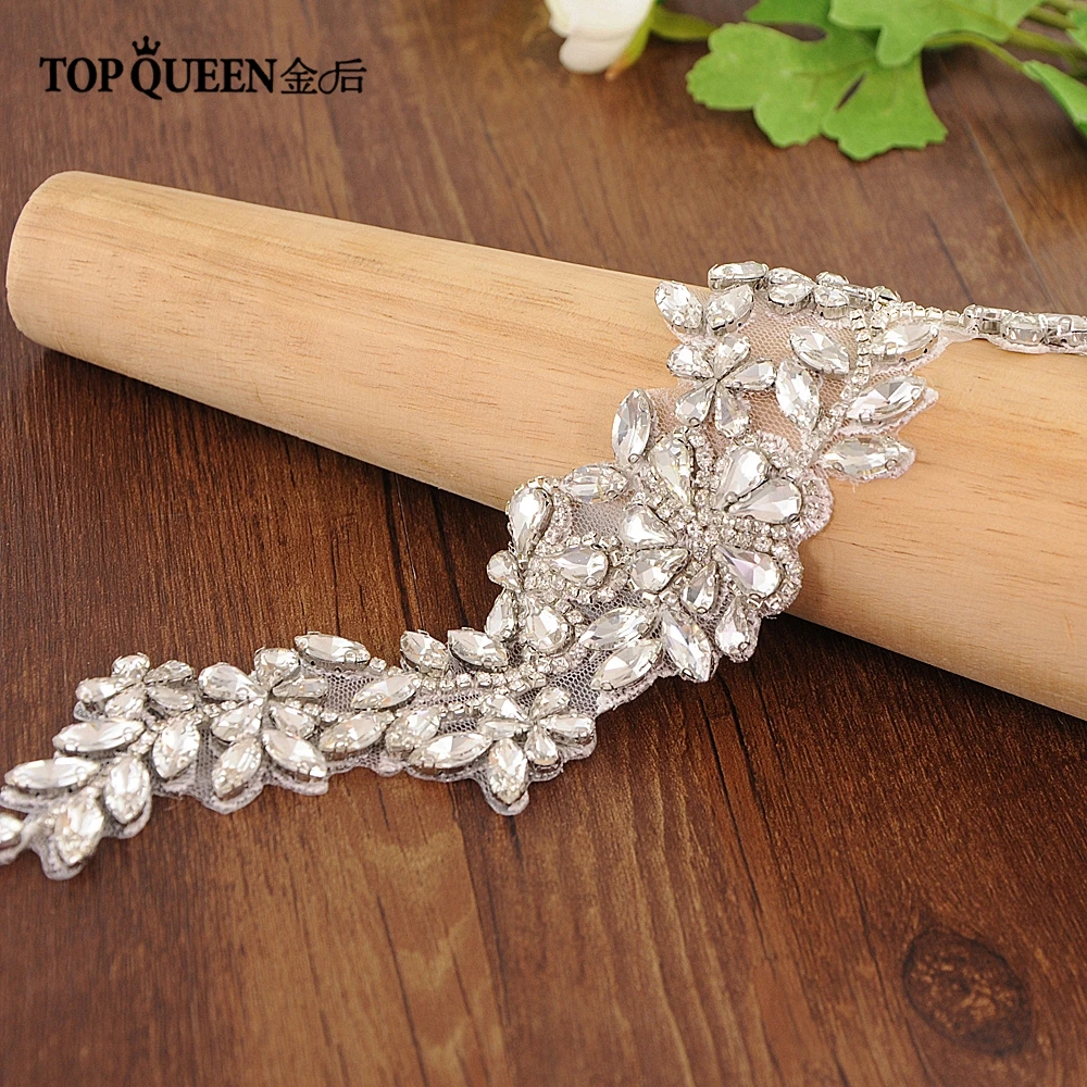 TOPQUEEN SJD-S283 Кристалл Стразы вечернее платье платья Аксессуары свадебные Ремни Пояса Свадебный эластичный пояс
