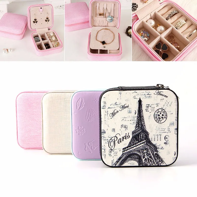 Модная Косметическая кожаная шкатулка для ювелирных изделий органайзер