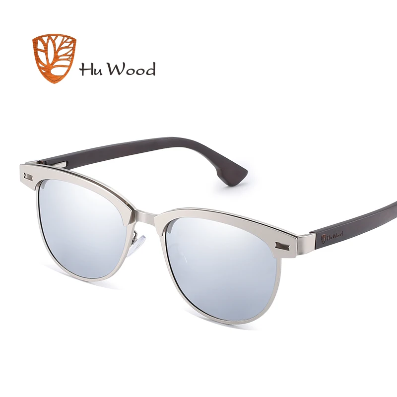 Silver Hu Wood кошачий глаз, Женские Модные поляризованные солнцезащитные очки для вождения, металлические очки с защитой от ультрафиолета, дизайнерские солнцезащитные очки для путешествий GR8043 - Цвет линз: Silver