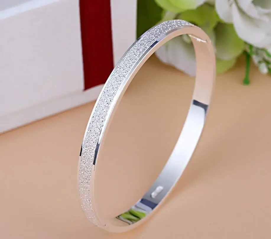 silver 2 Распродажа, 1 шт., новинка, корейская мода, двойной круг, женские браслеты, скраб, розовое золото, браслет для девочек, свадебные ювелирные аксессуары - Окраска металла: silver 2