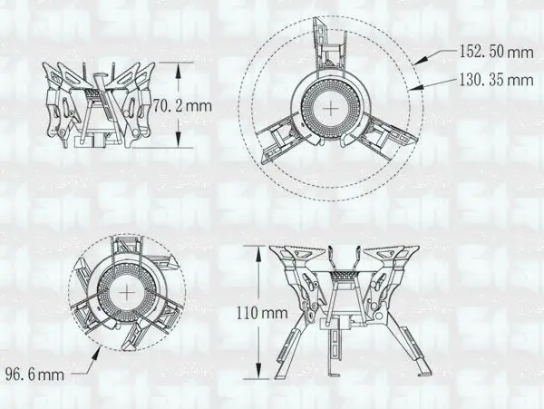 Газовая плита из титанового сплава двухканальная подогревная горелка для