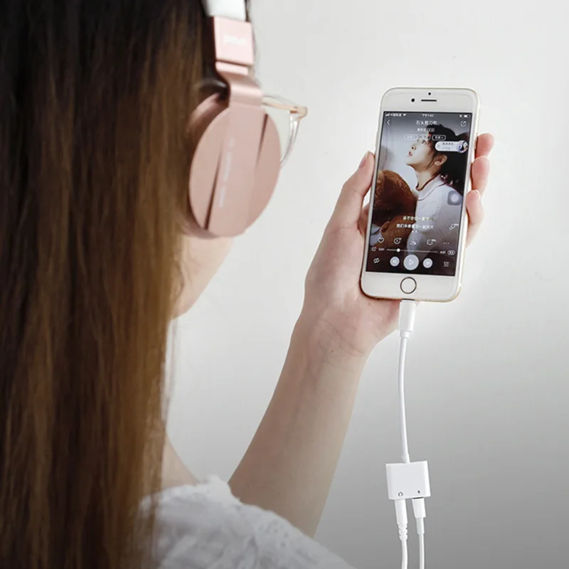 2 в 1 освещение зарядное устройство прослушивание адаптер для iphone 7 8 Plus X 10 XR 3,5 мм разъем для наушников разветвитель Aux кабель для iphone XS MAX