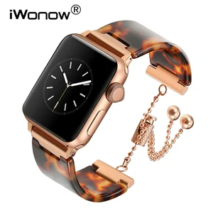 Ремешок из полимерной и нержавеющей стали для iWatch Apple Watch SE 7 6 5 4 3 2 1 45 мм 44 мм 42 мм 41 мм 40 мм 38 мм, женский браслет для ювелирных изделий