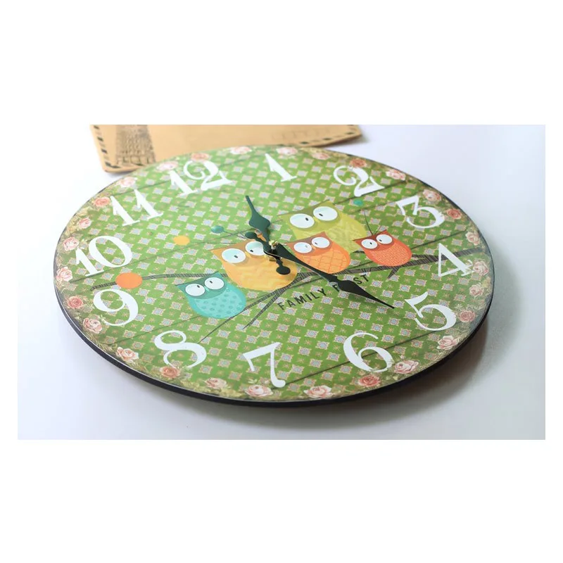 35 см деревянные часы с винтажным рисунком Совы круглые Настенные украшения