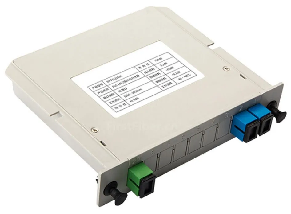 1x2 SC/UPC разветвитель оптоволокна распределитель кассеты вставочный тип ABS PLC FTTH 1X2