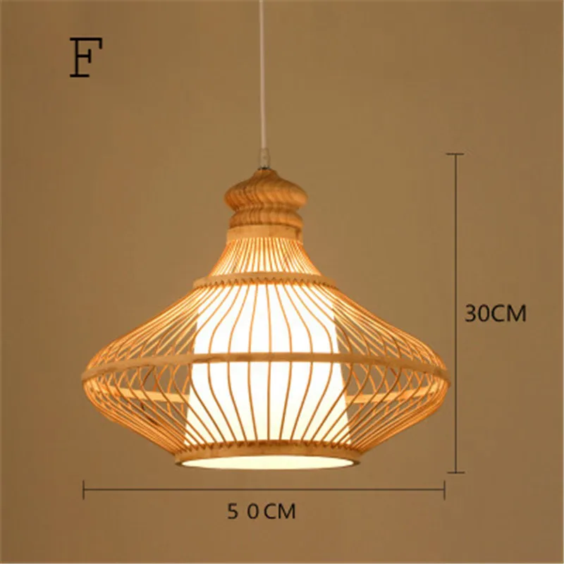 F 50CM Китайский бамбуковый светодиодный светильник для сада, ресторана, светодиодный подвесной светильник для отеля, фермы, чайный домик, фонарь, татами, Бамбуковая Подвесная лампа - Цвет корпуса: F 50CM