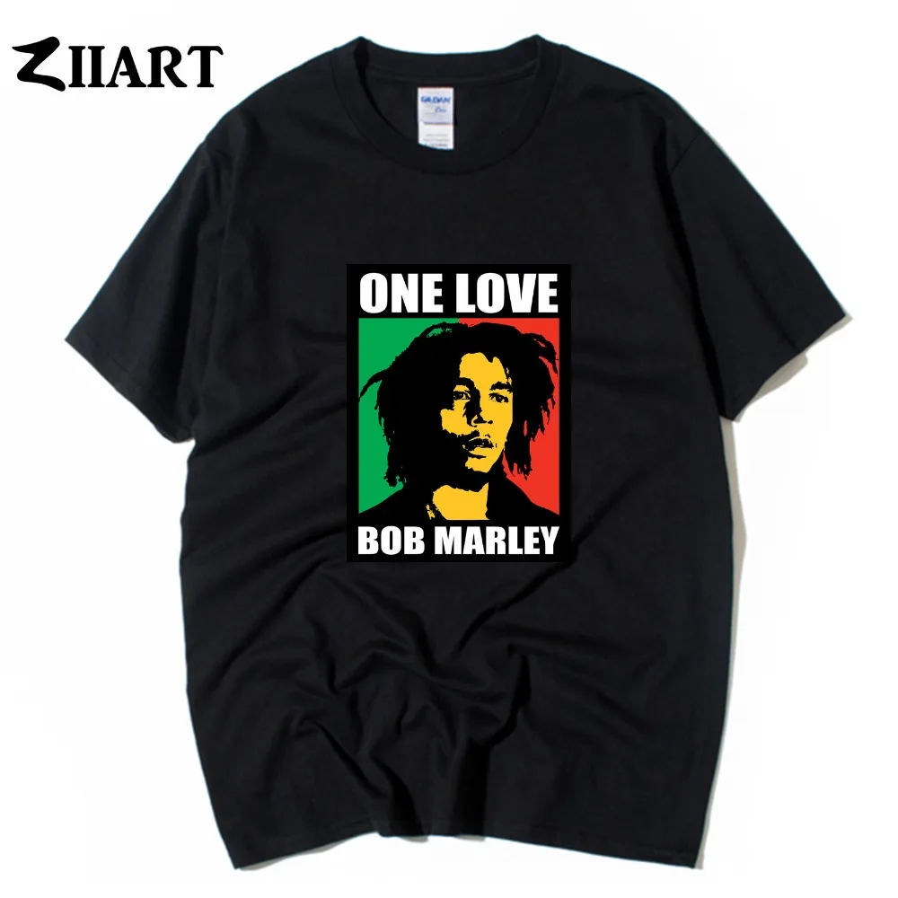 Летняя Повседневная хлопковая футболка с короткими рукавами надписью One Love Bob Marley
