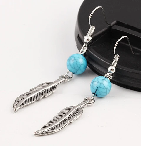 Винтажном этническом стиле Серьги в виде капель с камнями синий Brincos можно носить