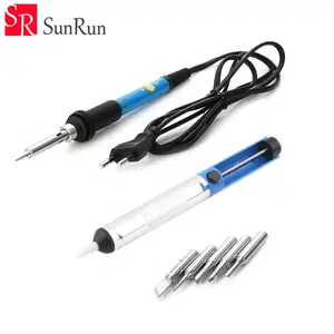 Электрический паяльник 110 В220 В 60 Вт с регулируемой температурой, Сварочная паяльная станция, тепловой карандаш с наконечниками 5 шт., Олово всасывания 1 шт.