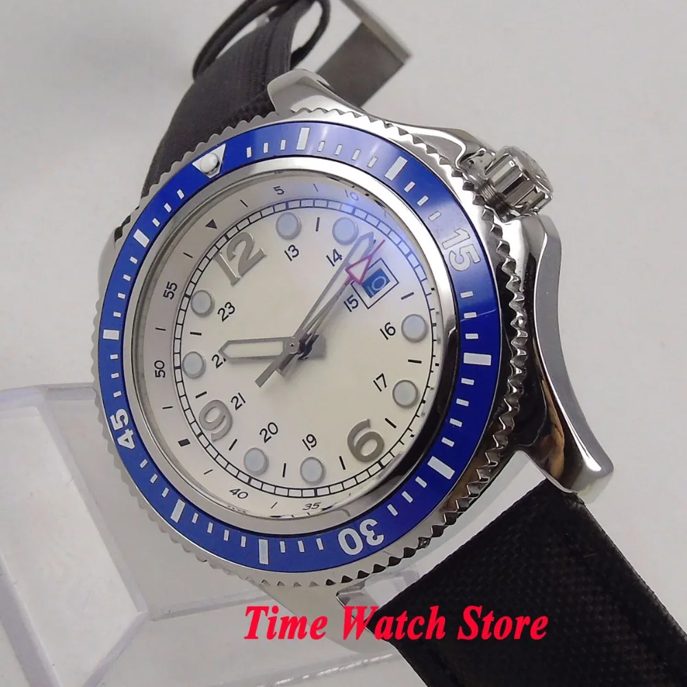 Мужские автоматические наручные часы с кожаным ремешком 44 мм|Мужские