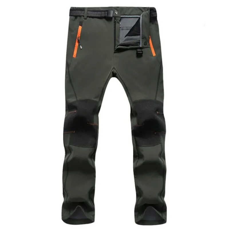 Повседневные брюки мужские эластичные водонепроницаемые теплые флисовые штаны