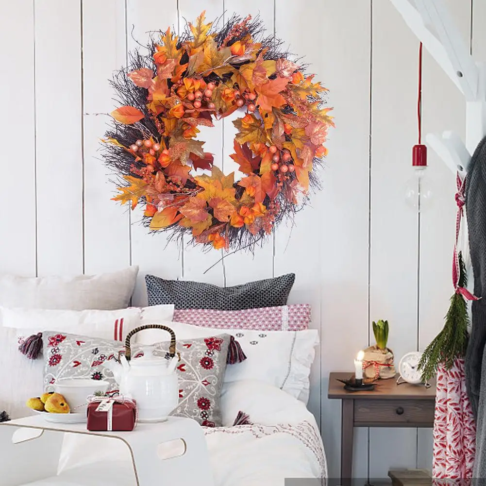 Кленовый лист ягодный венок Хэллоуин День благодарения домашний декор для