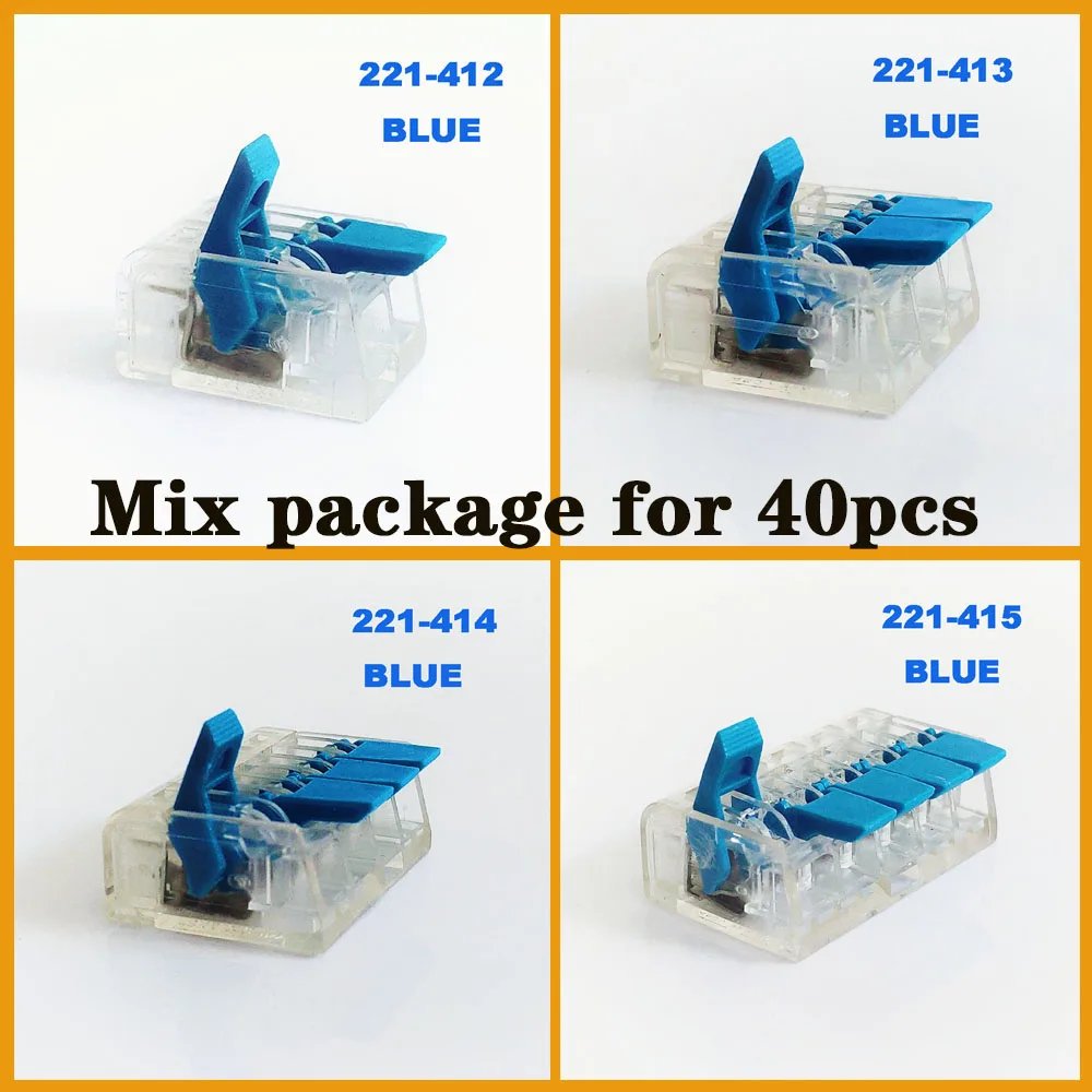 

wire Connectors Mix package 40pcs new type fast Universal Compact Wire Connectors push-in connectors cable Terminal Block