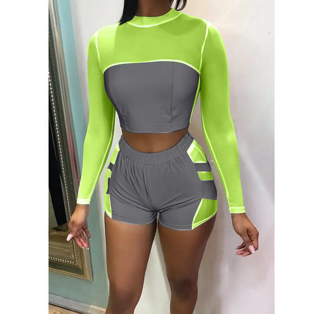 Женский комплект из двух предметов модный светящийся спортивный свободный