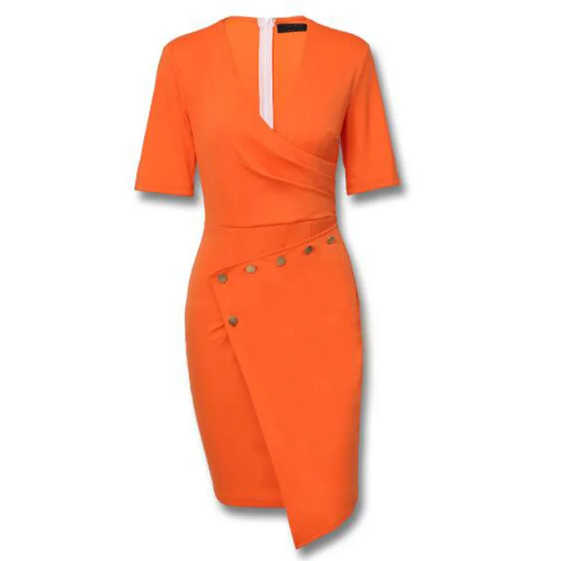 Женское платье-блейзер OL оранжевое облегающее платье с ассиметричным подолом на