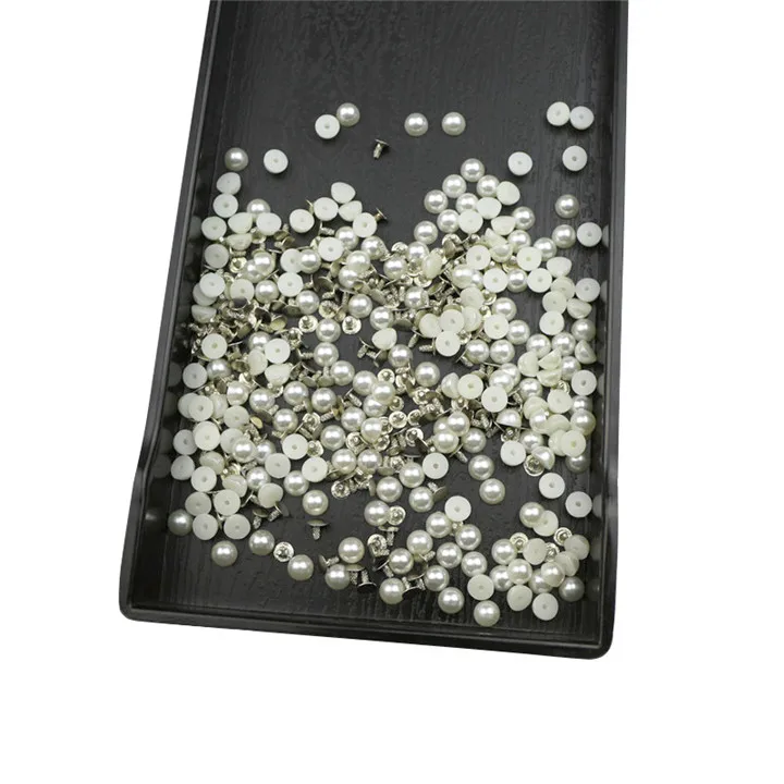 White Pearl Rivets 200 набор 6 мм полукруглый искусственный жемчуг заклепки Сделай Сам кожаные аксессуары для одежды плоские задние шипы Свадебный декор полукруглый жемчуг - Цвет: White Pearl Rivets
