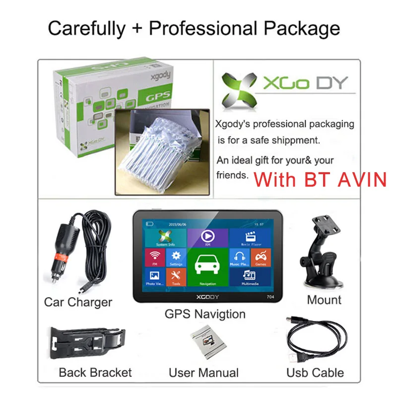 With Bluetooth XGODY 7 ''704 автомобильный грузовик gps навигация 128 МБ+ 8 Гб gps навигатор система SAT NAV Европа Австралия Карта Россия Навител бесплатно - Размер экрана, дюймов: With Bluetooth