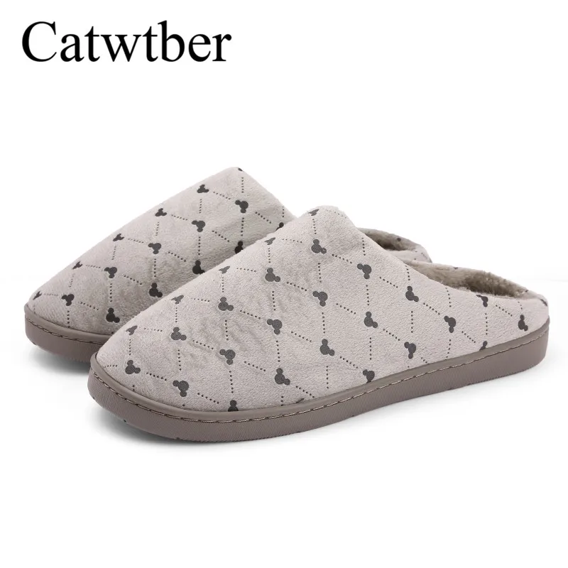 Catwtber Для мужчин тапочки домашняя обувь милые хлопковые ткани домашние зимние