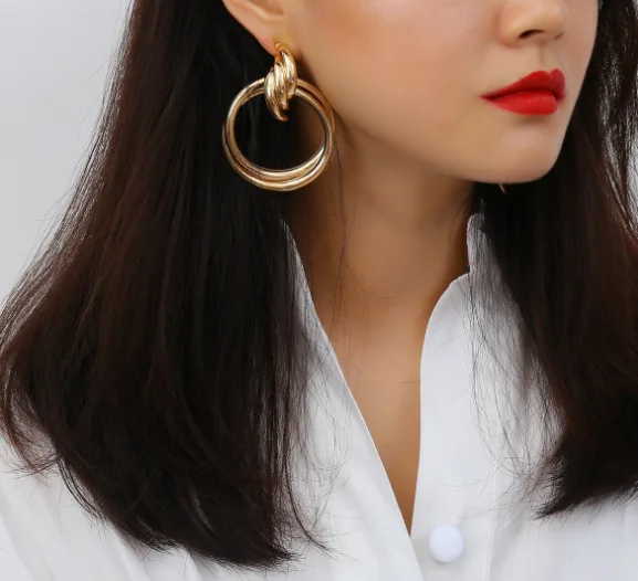 Женские и мужские сережки boucle d'oreille femme Brincos большие золотистые массивные