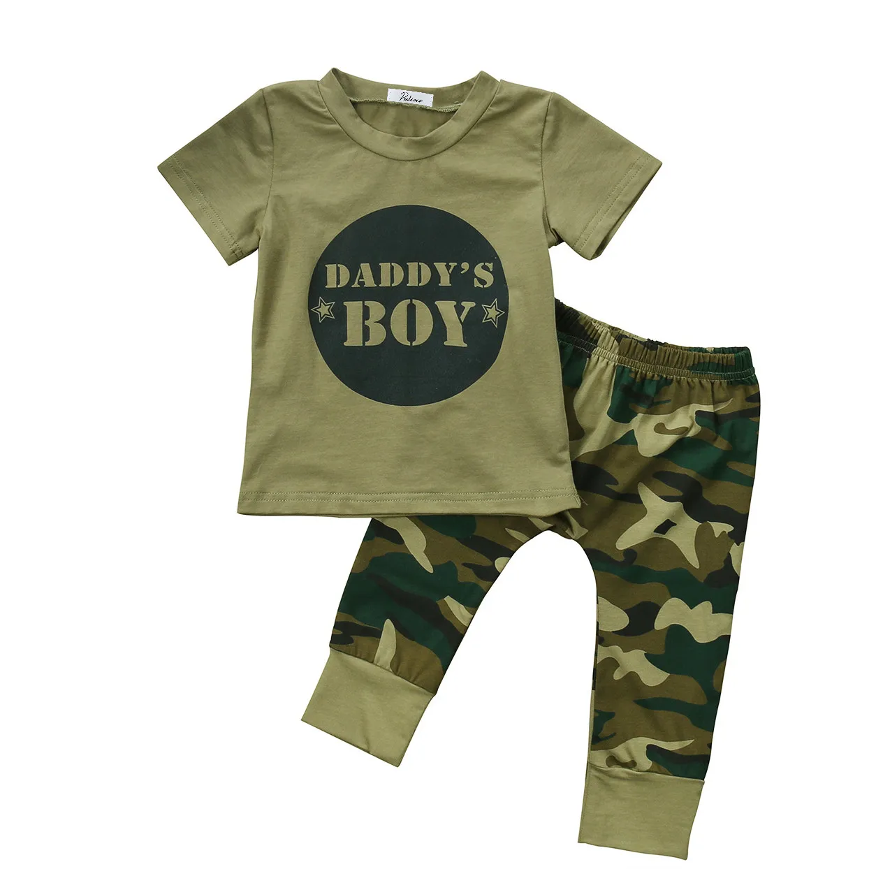 Boys 2 шт. для новорожденных и детей ясельного возраста Армейский зеленый для маленьких мальчиков и девочек футболки с надписями комплект со штанами и топами Комплект одежды на возраст от 0 до 24 месяцев Одежда для мальчиков младенцев-10 - Цвет: Boys