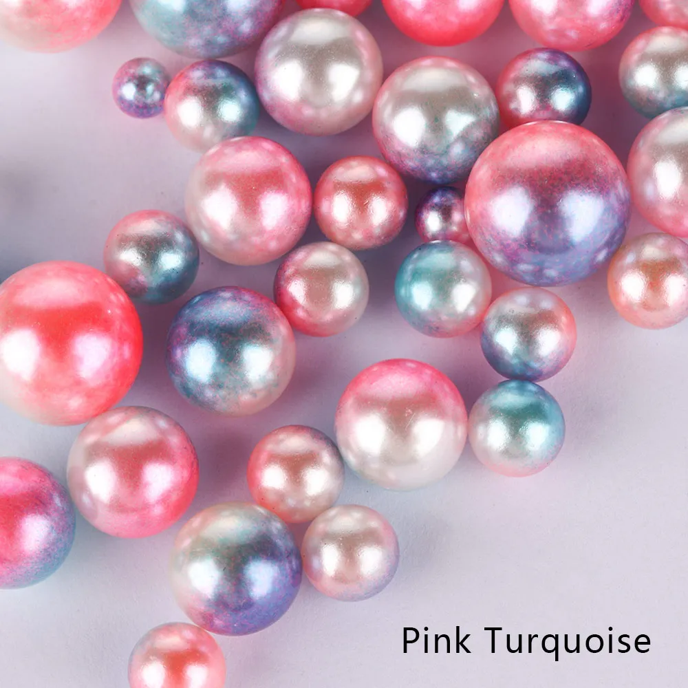 Pink Turquoise 4/6/8/10 мм 250 шт мульти Размеры не требующие отверстия в ухе, искусственный жемчуг круглый бисер для одежды DIY Ремесло Записки Костюмы нейл-арта украшения - Цвет: Pink Turquoise