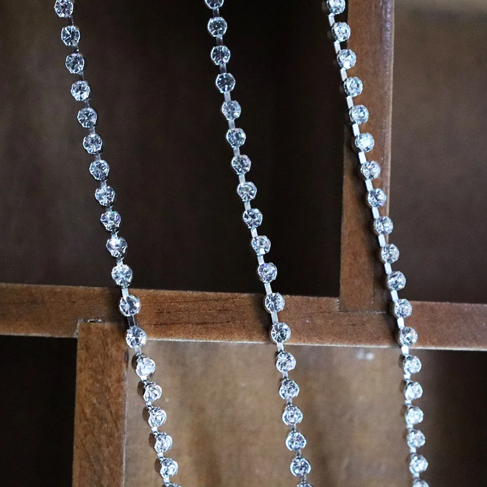 SS16 SS18 4 мм 4.5 со стразами Сеть DIY пришить Silver База плотность отделка кристалл Цепи