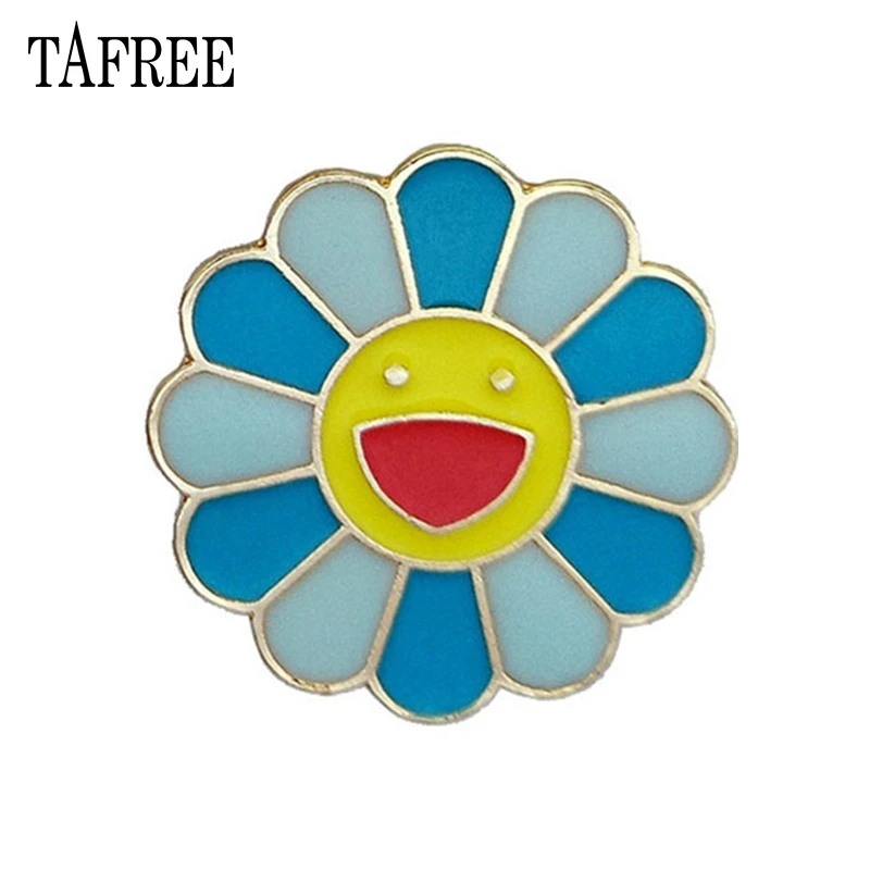LP160 TAFREE японский Мураками Такаши семь цветов Подсолнух капает масло брошь металлическое лицо нагрудные булавки мультфильм значок ювелирные изделия для детей - Окраска металла: LP160