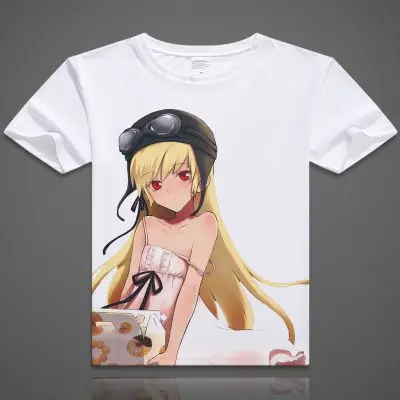 4 Футболки серии Bakemonogatari Monogatari футболки с принтом аниме Senjougahara Hitagi футболки с коротким рукавом повседневные летние топы - Цвет: 4