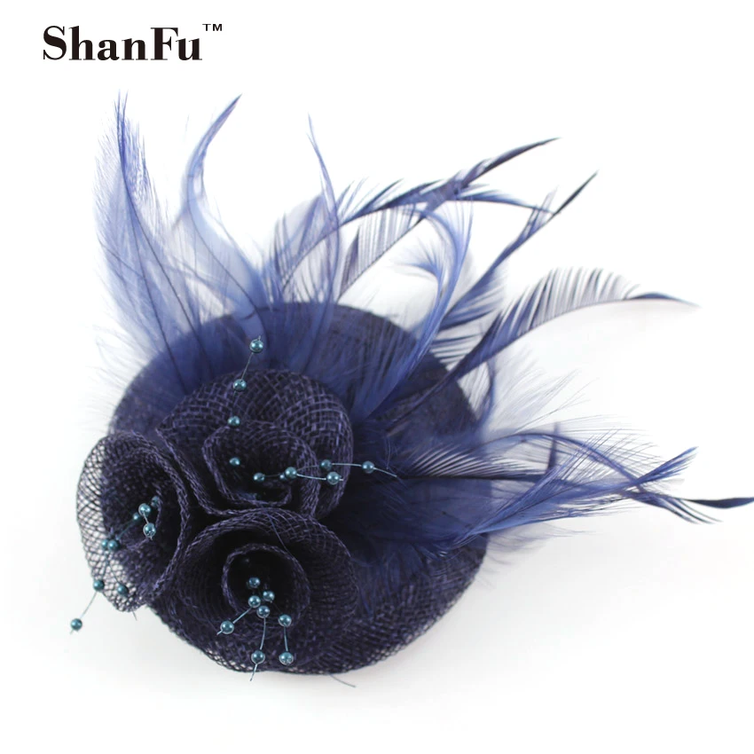 ShanFu Sinamy цветок вуалетки перо аксессуары для волос с бисером Свадебная вечеринка