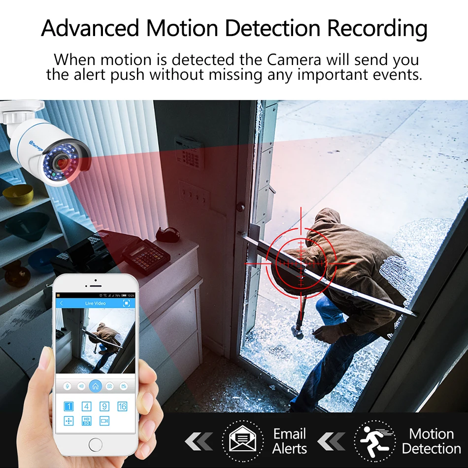 H.265 16CH 2MP 5MP POE NVR CCTV Security System 16PCS IR Outdoor 1080P Audio Record IP Camera P2P Video Surveillance Kit 4TB on.H.265 16-канальная система безопасности CCTV POE NVR 2МП 5МП 16PCS IR наружная IP-камера 1080P с записью аудио, комплект видеон