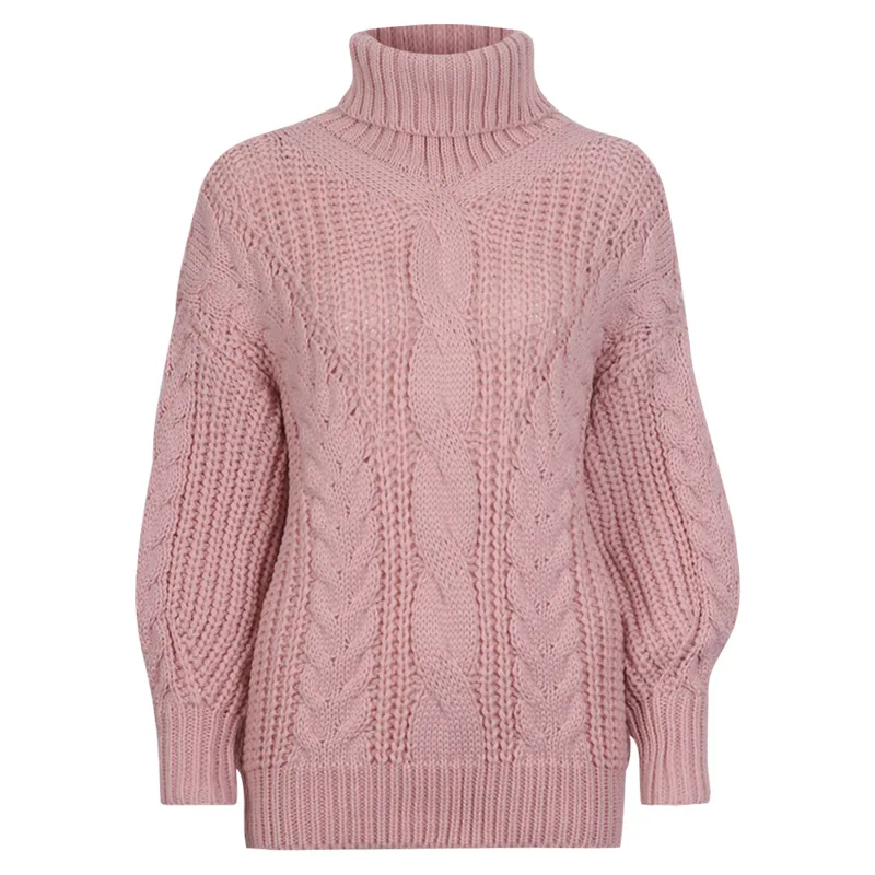 Wixra 2018 Autumn Winter Trendy Female Clothing Turtleneck Casual Loose Ladies Knitted Jumpers Pullovers Hot Women's | Женская