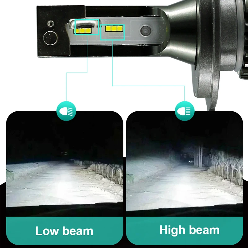 Roadot 2X для авто светодиодный H7 H4 мини фар автомобиля H3 H1 9005 9006 9012 6000 K