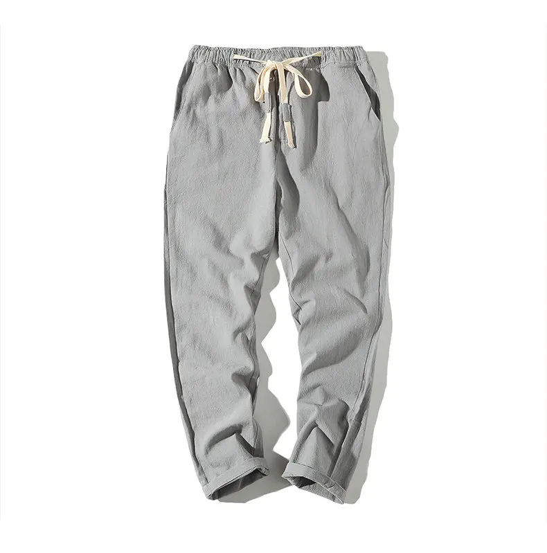 Light Grey Мужские повседневные удобные шаровары, свободные мужские штаны для бега, Мужские штаны на шнурке, большие размеры, штаны в китайском стиле - Цвет: Light Grey