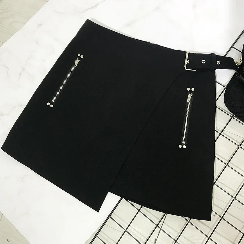 Юбки Женские молнии пояс талии Базовая тонкая высокая талия короткая мини юбка