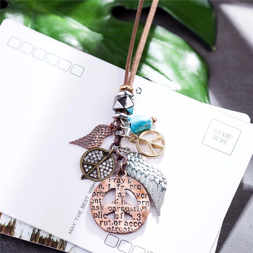 2017 Для женщин jewelry основа для кулонов и ожерелья Крыло ангела знак мира ожерелье