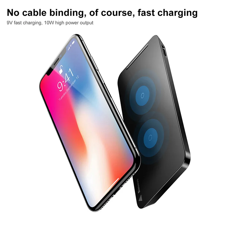 Беспроводное зарядное устройство Baseus Qi для iPhone 11 Pro XS Max samsung S10 Xiaomi Mi 9 10 Вт быстрая Беспроводная зарядная док-станция